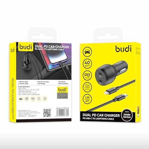 BUDI CAR CHARGER LIGHTNING CONNECTOR M8J066L