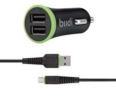 BUDI COILED CHARGE/SYNC MICRO USB CABLE M8J150MS BLK