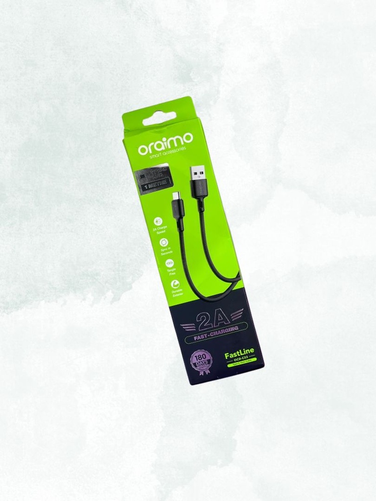 Oraimo type c- plug 1Metre 2A fast charging-OCD-C53