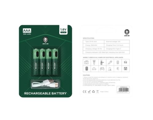 GREEN LION RECHARGEABLE BATTERY AA (4PCS/PACK) 1800MWH / 1.6V - GREEN GNRGBAA