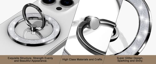 Levelo Nova Glitter Magsafe Phone Ring Holder - Black LVLNGPHBK