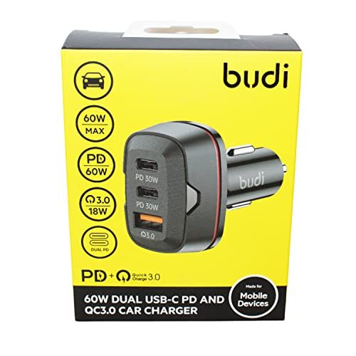 Budi M8J068M Car Charger 2 USB Port With C